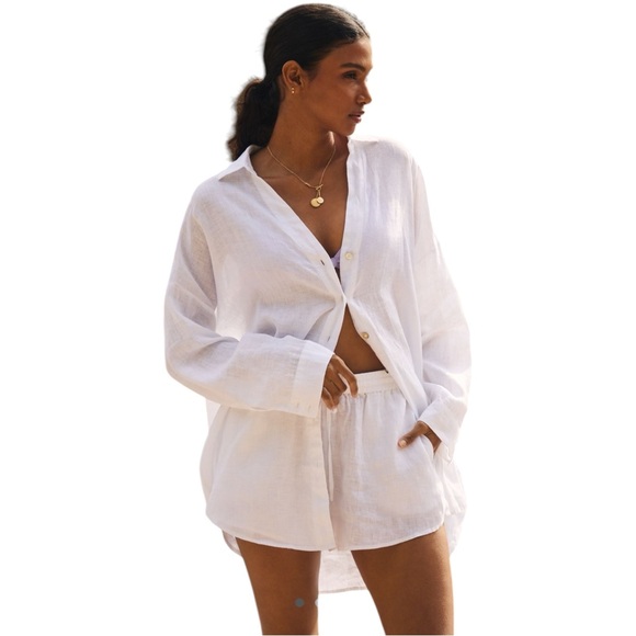 l*space Tops - l*space Rio Linen Buttondown Tunic Top